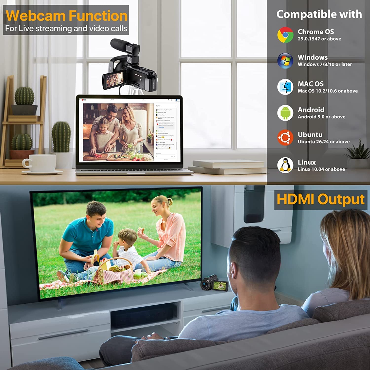 Ixnaiqy Camcorder Videokamera 4K 48MP Touchscreen Mikrofon
