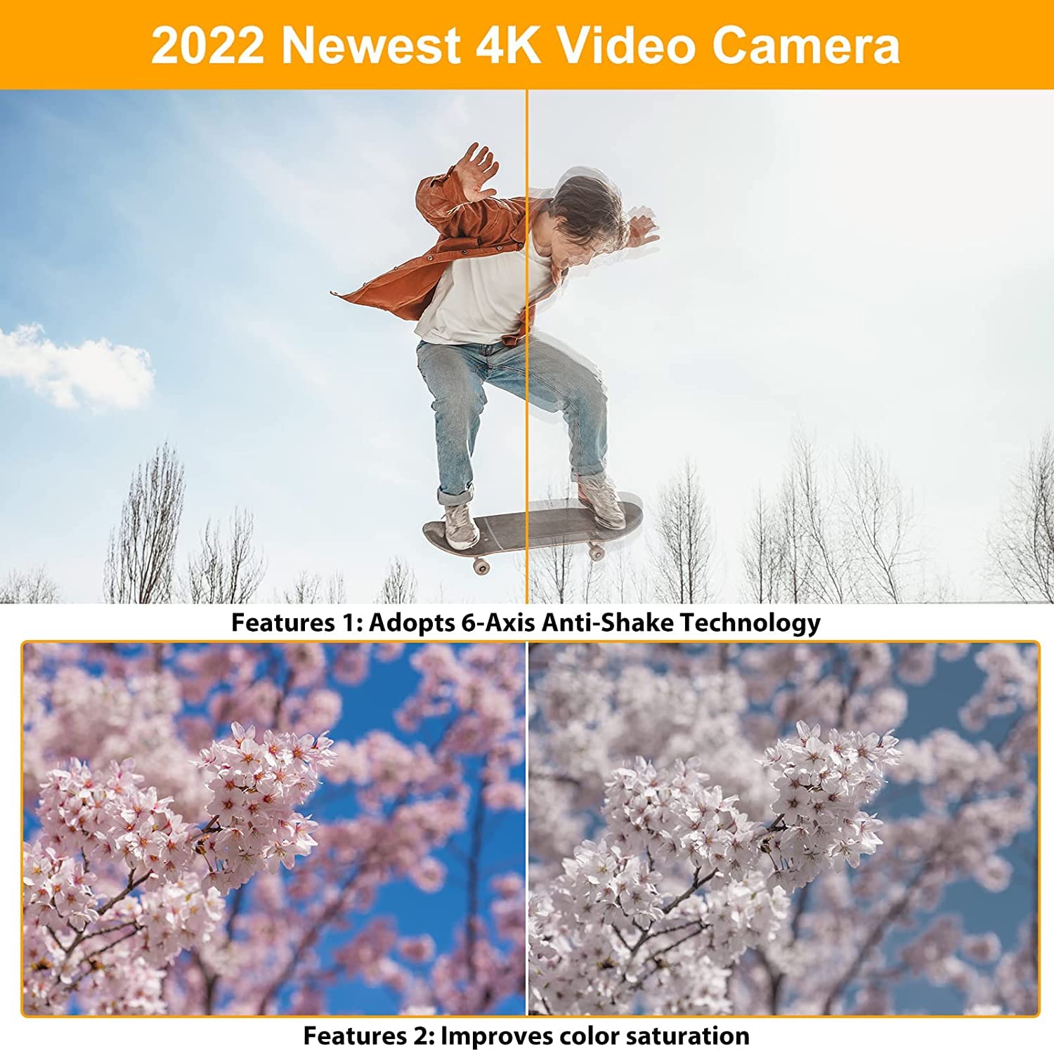 Ixnaiqy Camcorder Videokamera 4K 48MP Touchscreen Mikrofon