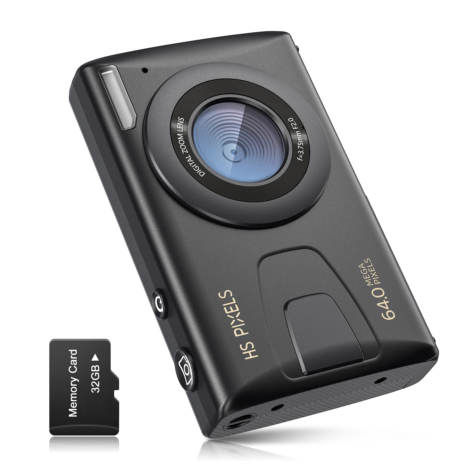 CCN Digitalkamera 64MP 1080P Kompaktkamera Schwarz C2 32GB