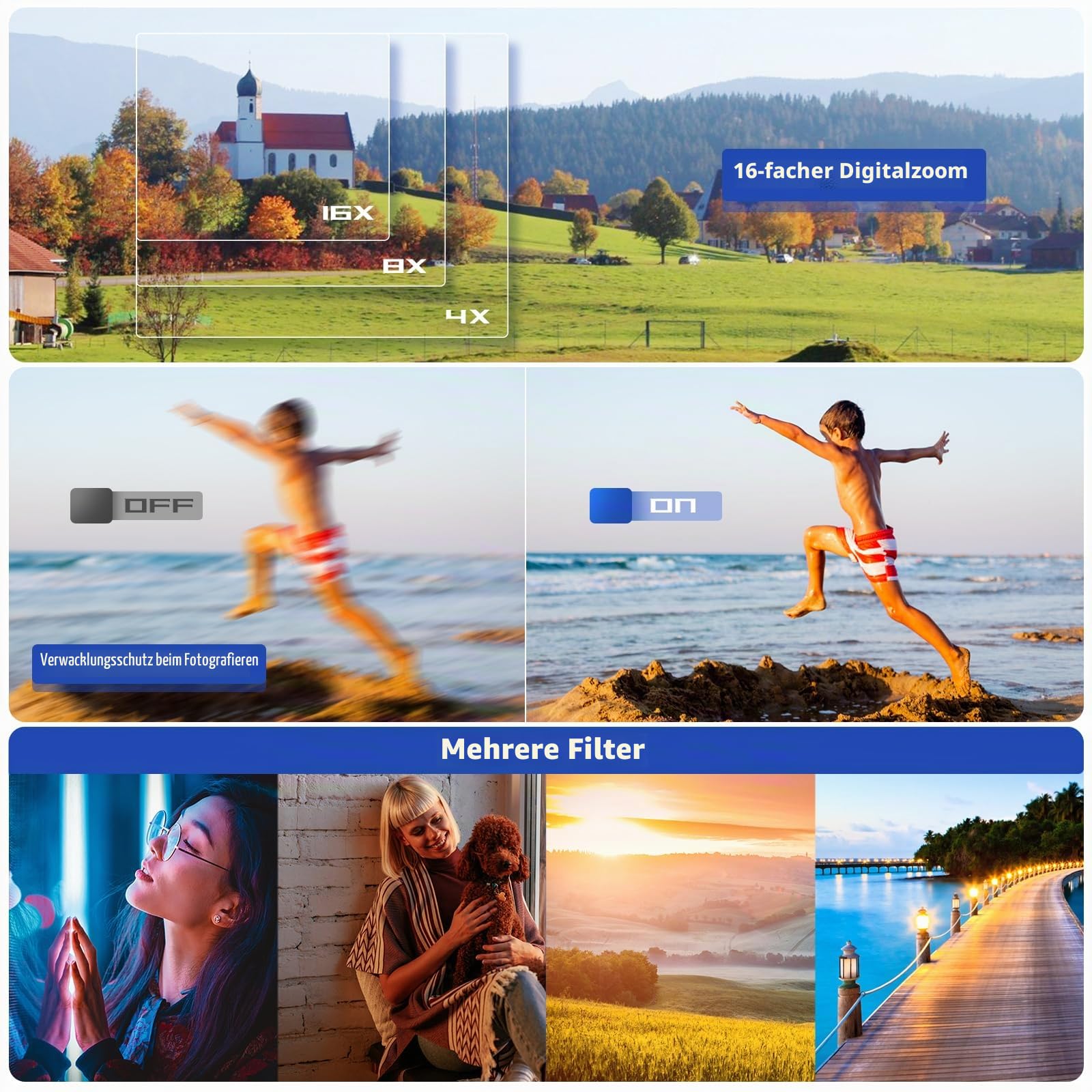 CCN Digitalkamera Kompaktkamera 48MP 1080P Grün 32GB