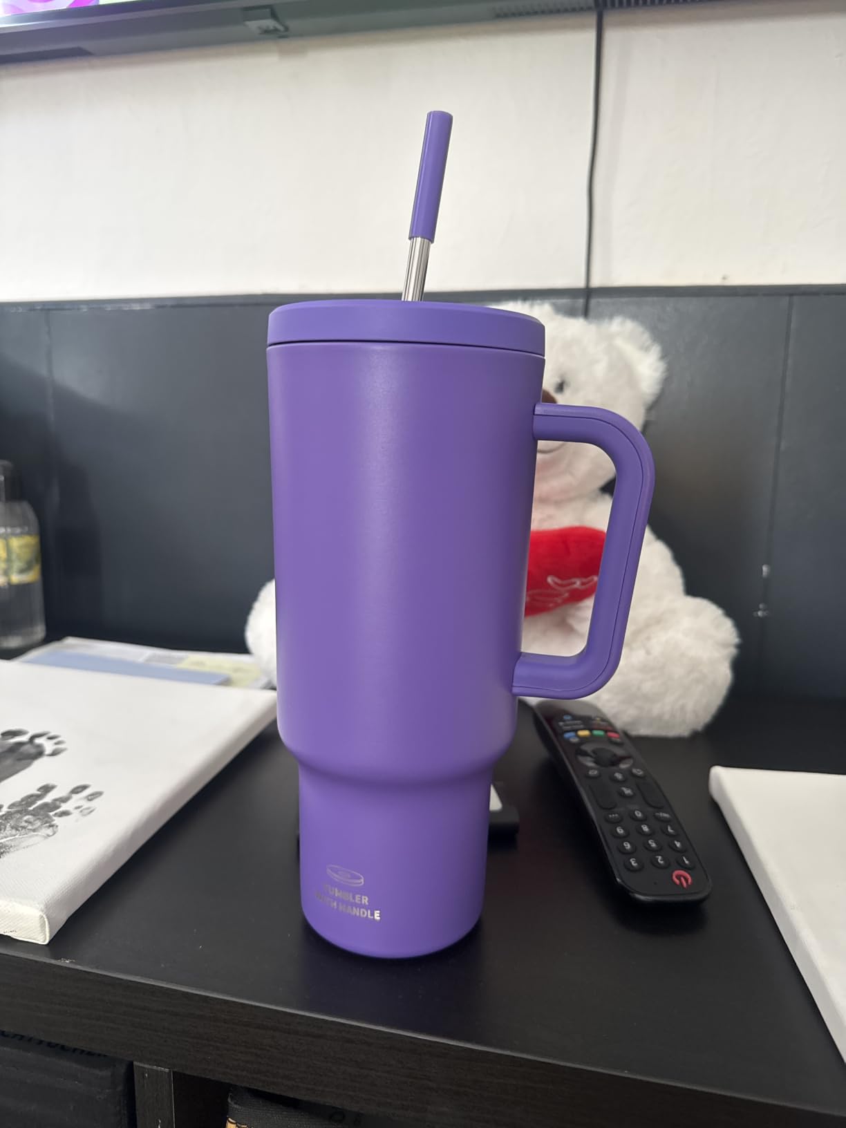 CCN Trinkflasche Thermobecher Edelstahl 1,2L Rosa Strohhalm