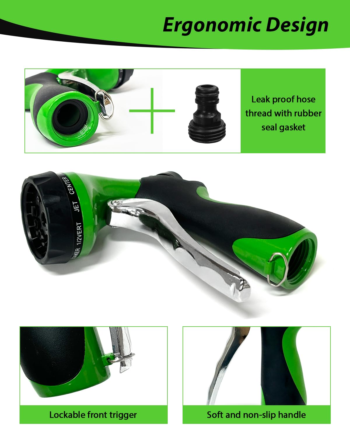 CCN Gartenbrause 10-Funktionen Spritzpistole Grün Metall