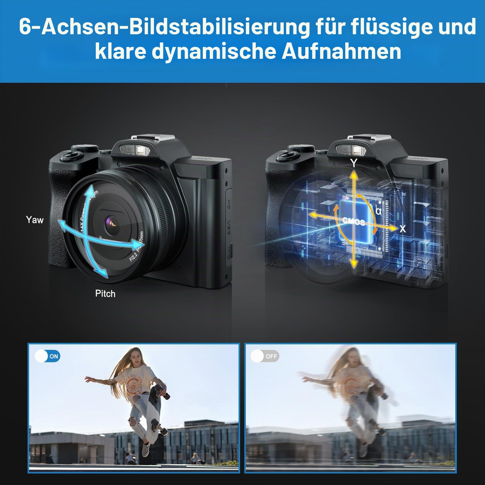 Ixnaiqy Digital Camera Kompaktkamera 5K 48MP WLAN Filter