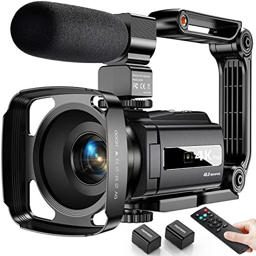 Ixnaiqy Camcorder Videokamera 4K 48MP Touchscreen Mikrofon