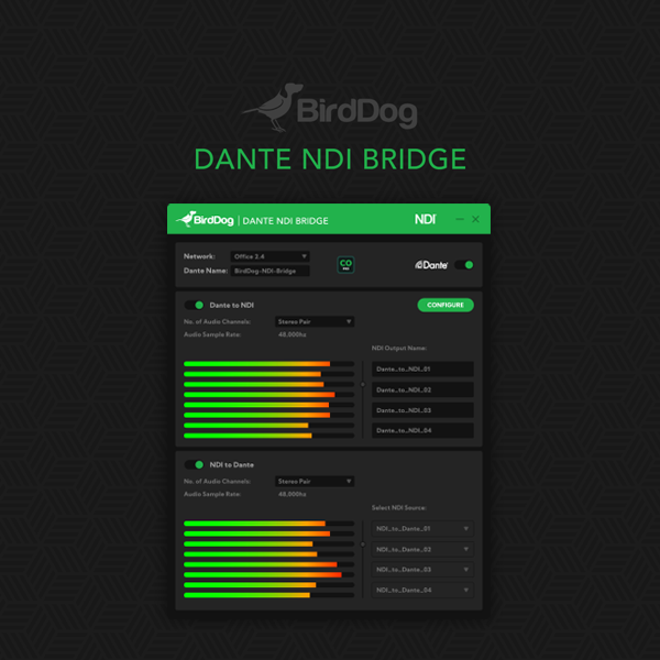 BirdDog Dante NDI Bridge Audio-Software Windows
