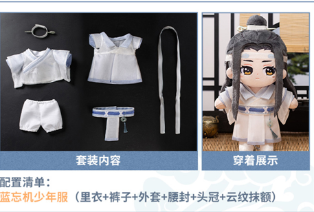 Manlin Grandmaster Lan Wangji Kleidung 20 cm Puppenkleidung