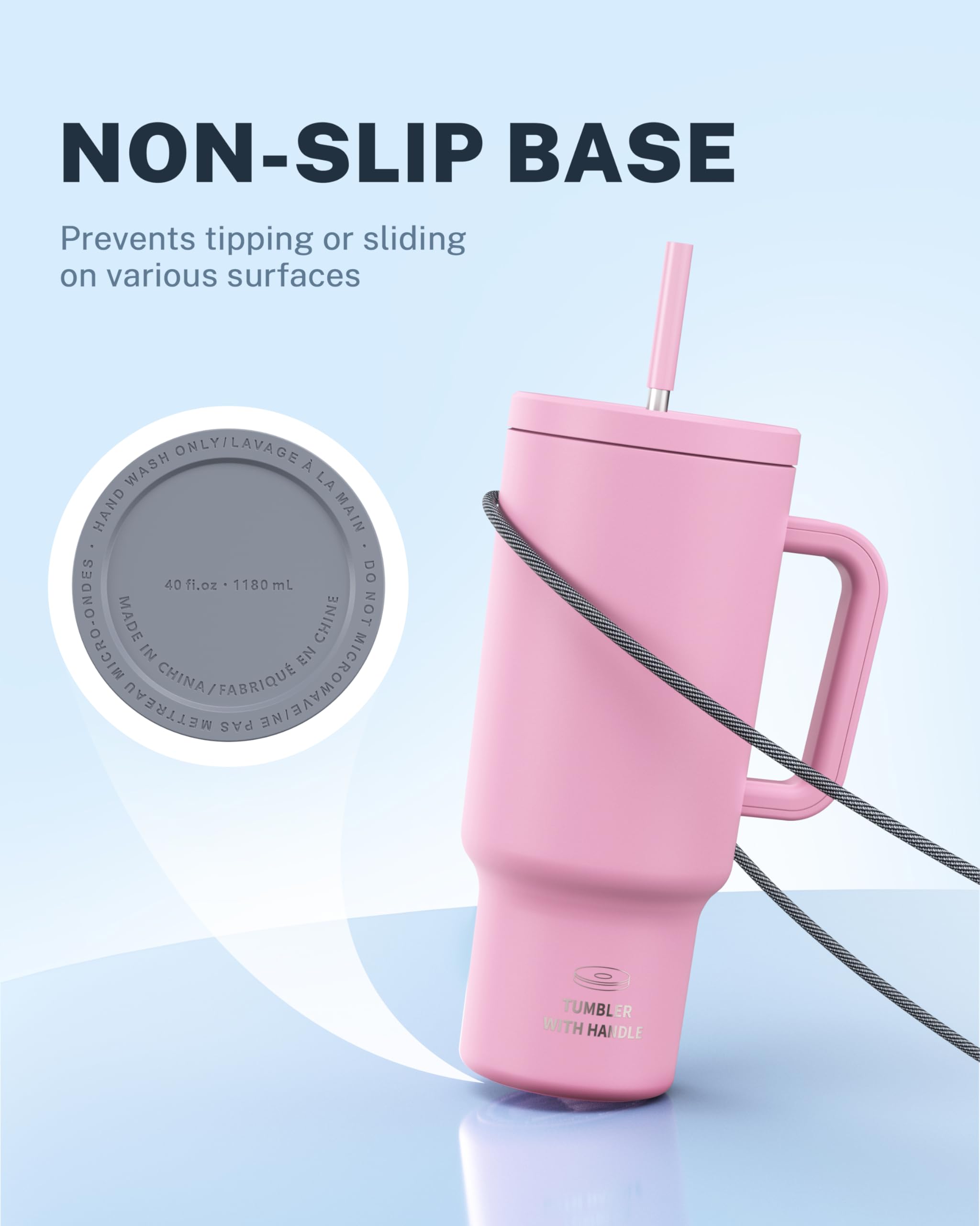 CCN Trinkflasche Thermobecher Edelstahl 1,2L Rosa Strohhalm