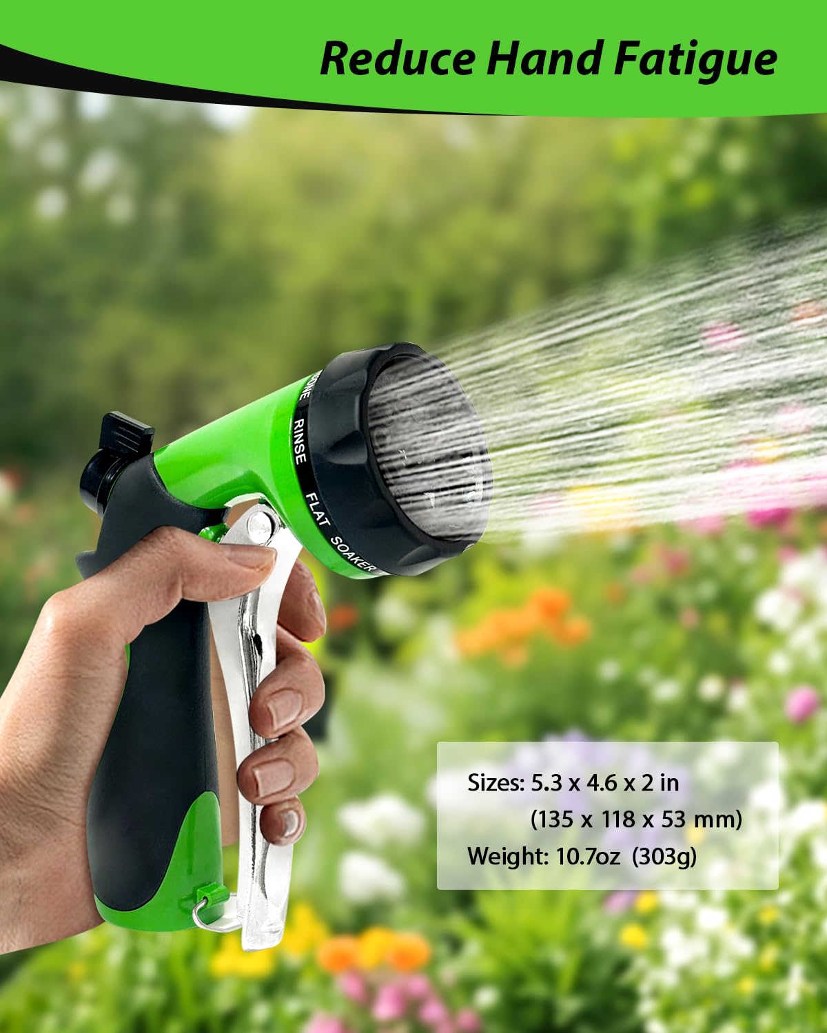 CCN Gartenbrause 10-Funktionen Spritzpistole Grün Metall