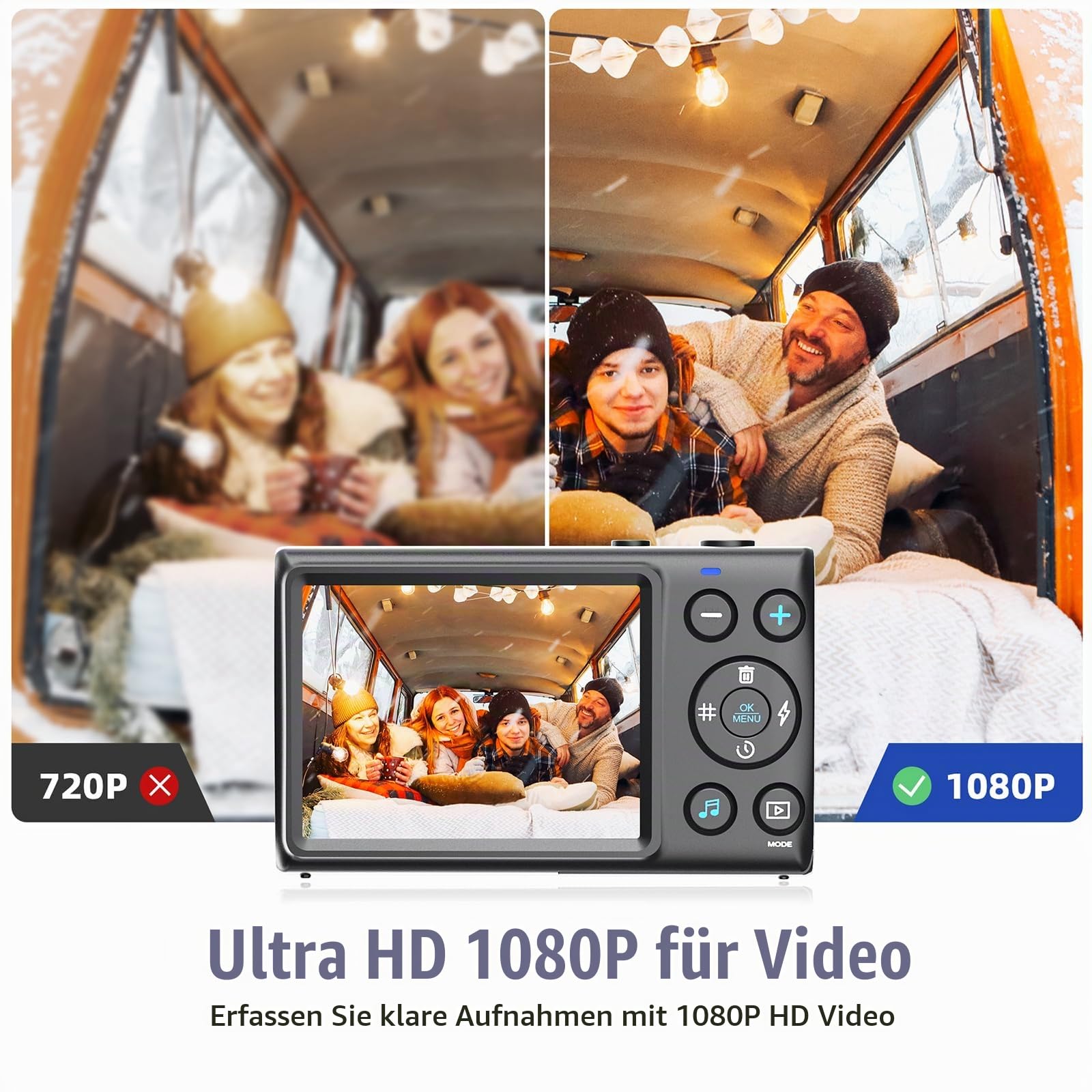 CCN Digitalkamera 64MP 1080P Kompaktkamera Schwarz C2 32GB