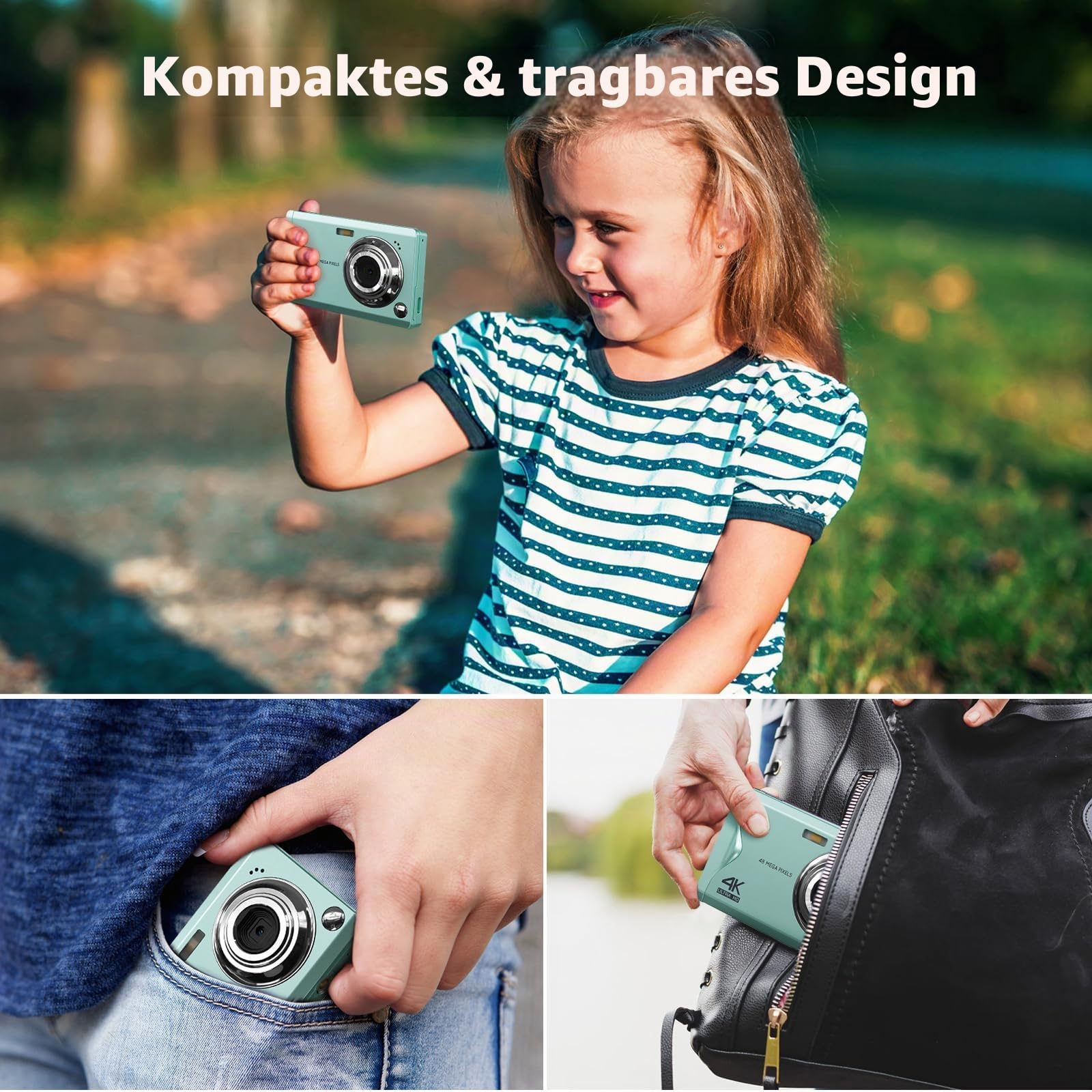CCN Digitalkamera Kompaktkamera 48MP 1080P Grün 32GB