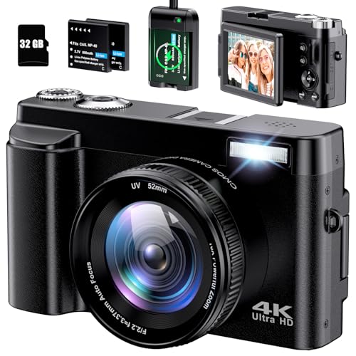 Ixnaiqy Digital Camera Kompaktkamera 4K 48MP Blitz 32GB
