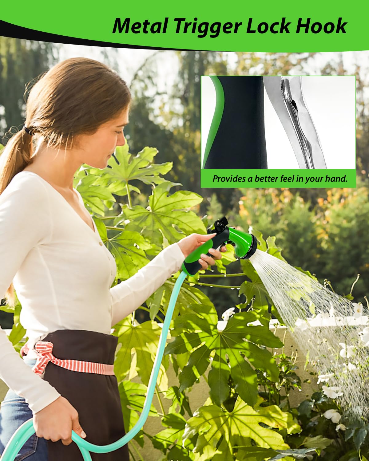 CCN Gartenbrause 10-Funktionen Spritzpistole Grün Metall