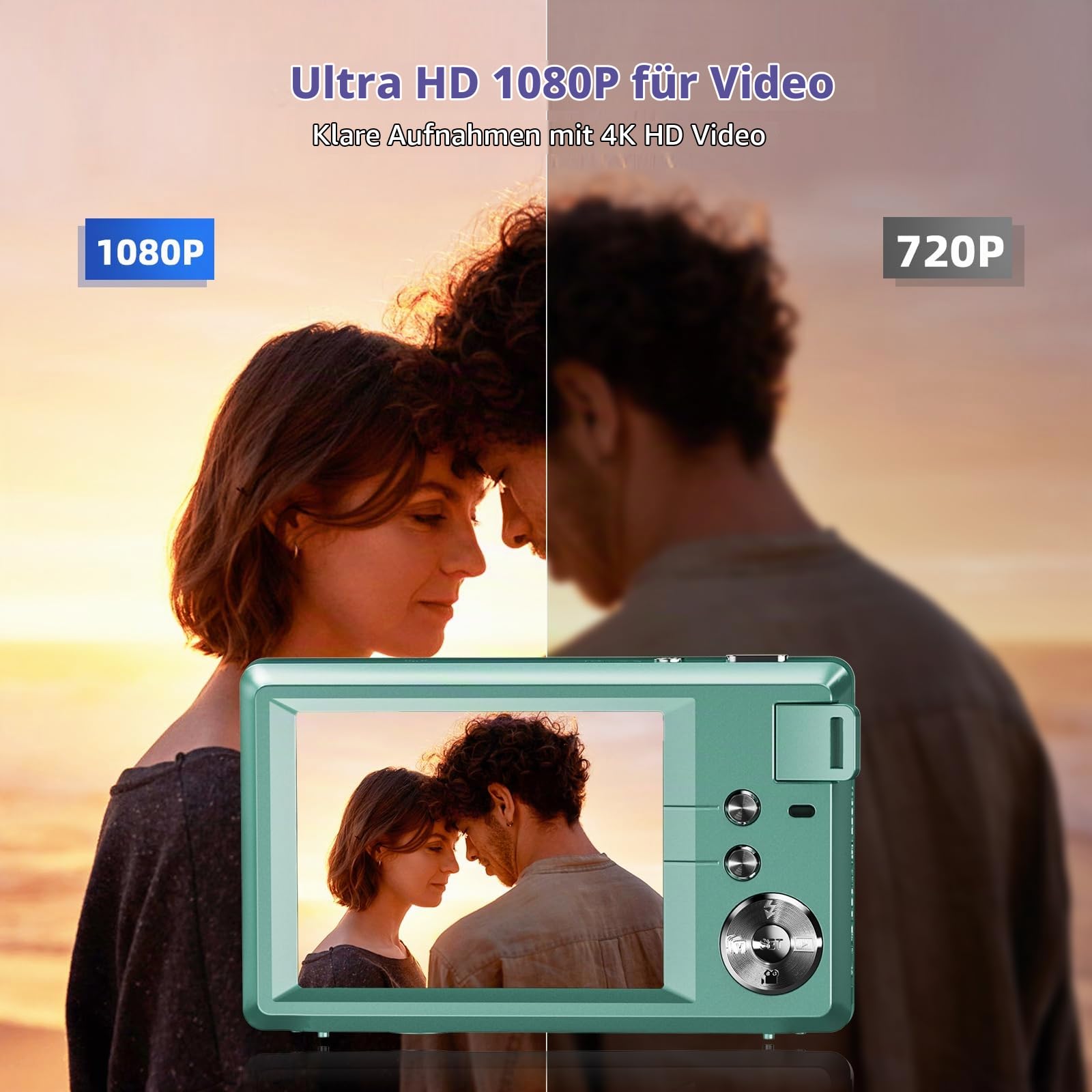 CCN Digitalkamera Kompaktkamera 48MP 1080P Grün 32GB