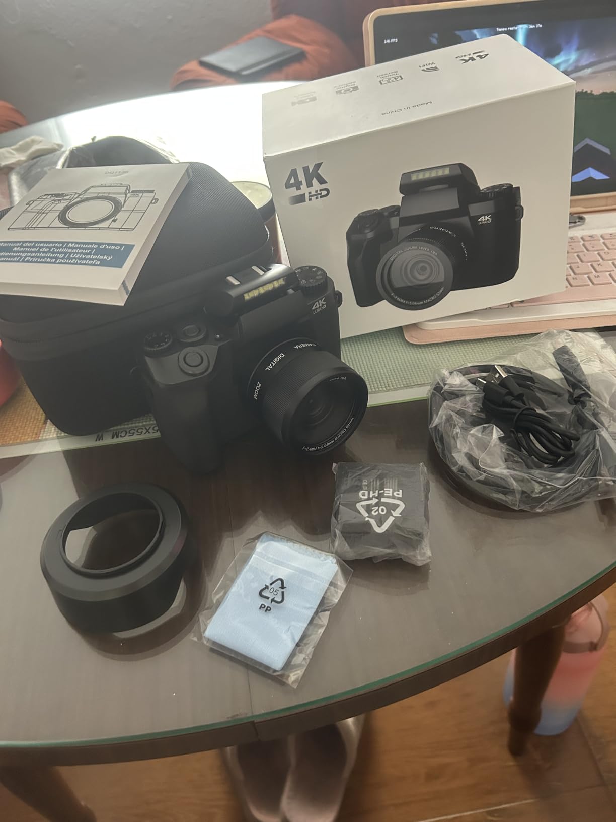 CCN Digitalkamera 4K 64MP Fotokamera Schwarz 32GB Touch