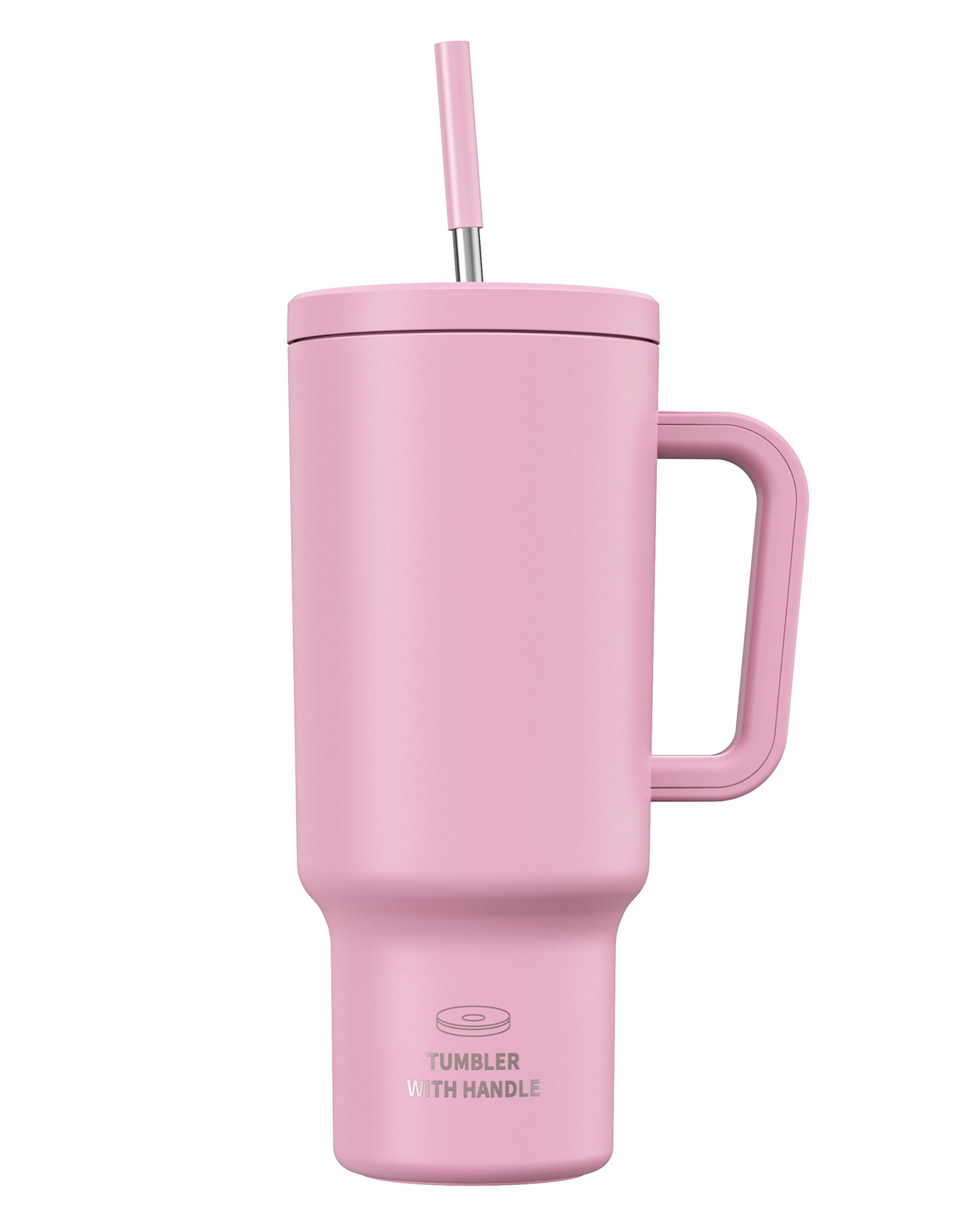 CCN Trinkflasche Thermobecher Edelstahl 1,2L Rosa Strohhalm