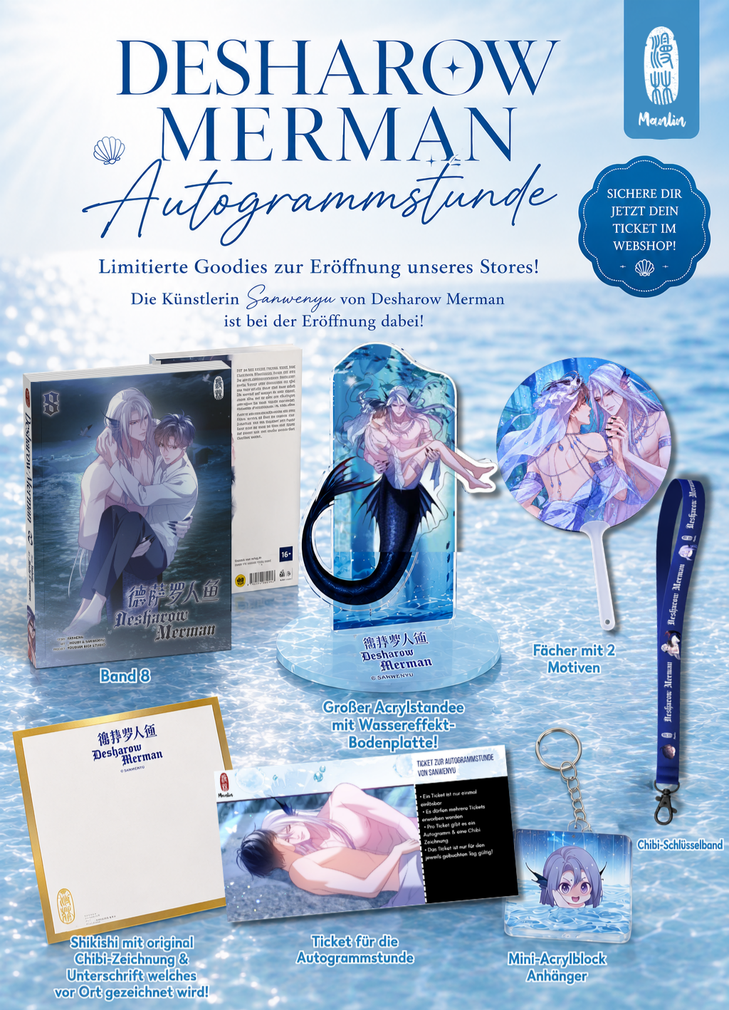 Manlin Desharow Merman Merchandise-Set mit Chibizeichnung Band 8