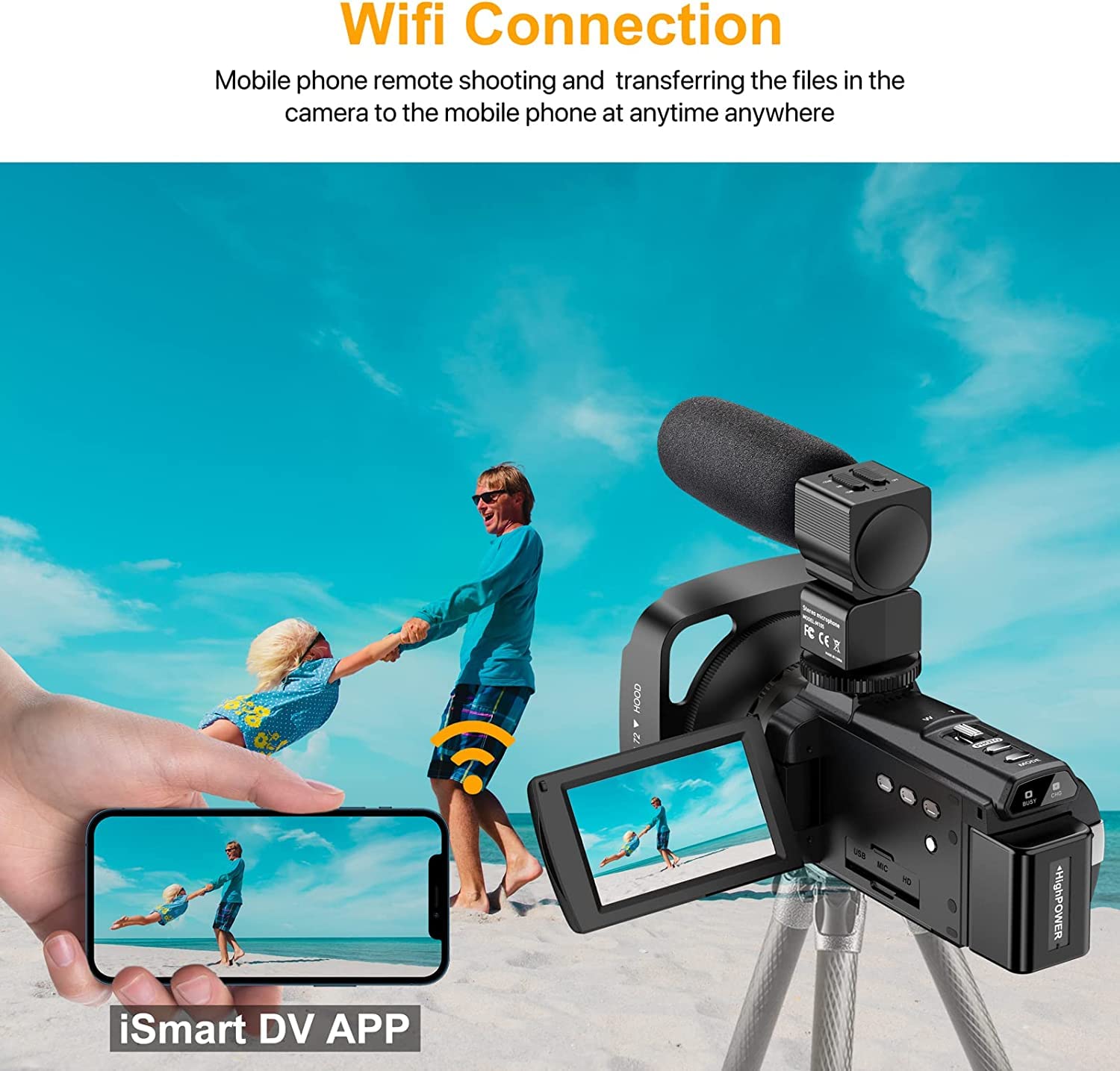 Ixnaiqy Camcorder Videokamera 4K 48MP Touchscreen Mikrofon