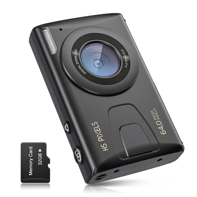 CCN Digitalkamera 64MP 1080P Kompaktkamera Schwarz C2 32GB