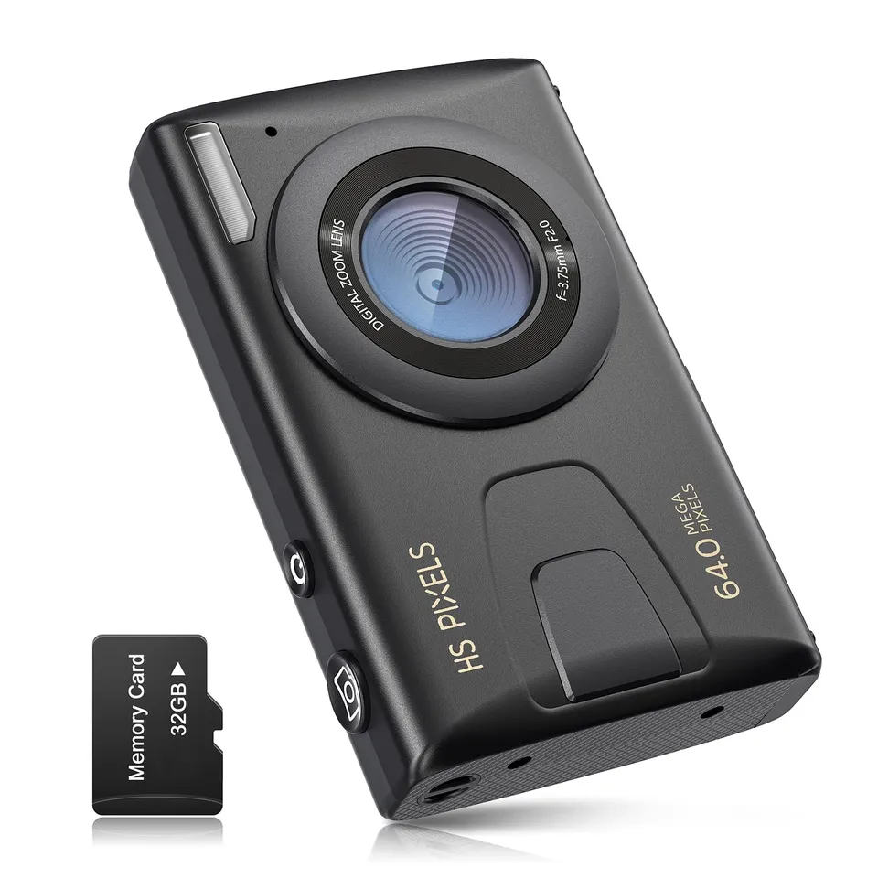 CCN Digitalkamera 64MP 1080P Kompaktkamera Schwarz C2 32GB